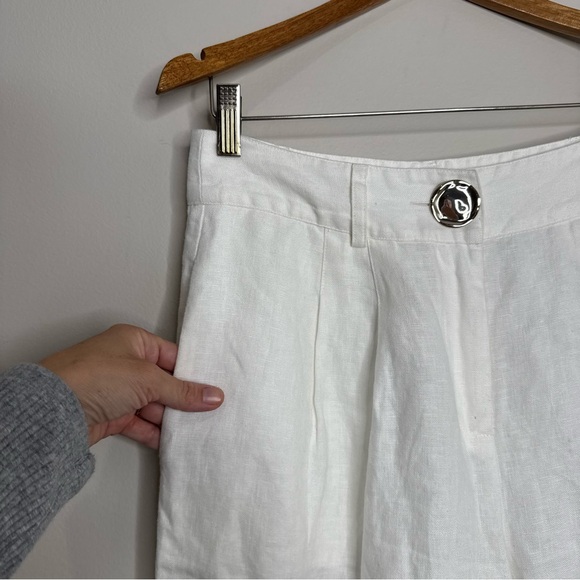 Soft Surroundings 100% Linen White Wide Leg Ankle Crop Resort Pants Size 4 - Picture 3 of 5